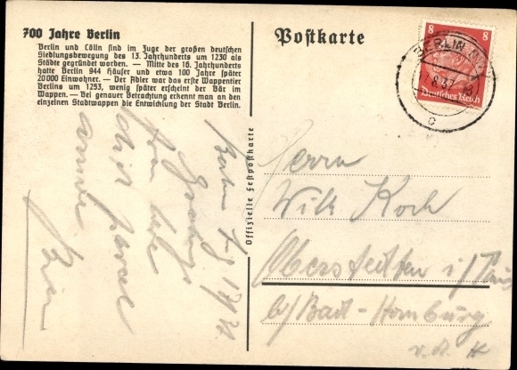 Coat of arms PC Berlin, 700th anniversary, city coat of arms from 1253 to 1937, Berlin bear