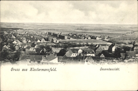 Postcard Klostermansfeld in Saxony-Anhalt, greetings from general view