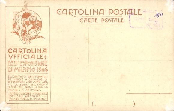 PC Milano Milan Lombardy, International Exhibition 1906, World Exhibition