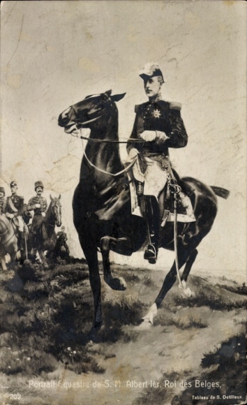PC King Albert I of Belgium on horseback, nobility