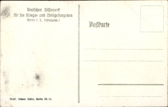 Artist Postcard German Relief Organization for Prisoners of War and Civilians, Prisoners at Penal Labor