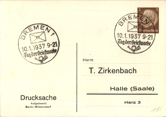 Postal stationery stamps Postcard Stamp Day 1936, founding day of the Reich Association of Philatelists