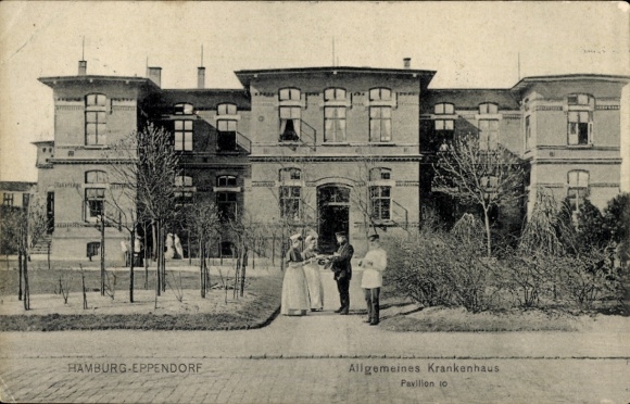 Postcard Hamburg Nord Eppendorf, General Hospital, Pavilion 10