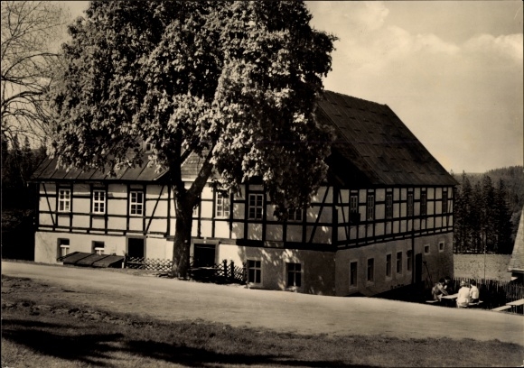Postcard Riesenberger houses Sosa Eibenstock in the Ore Mountains, inn