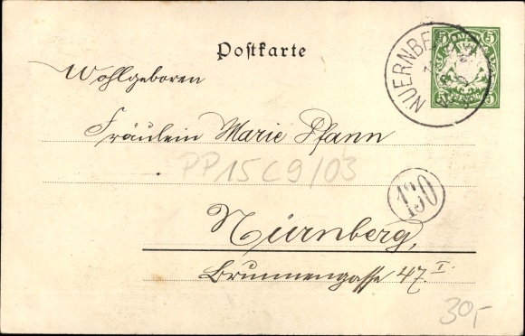 Postwaardestukken litho Neurenberg in Midden-Franken, Algemene Vergadering Duits. en Oostenrijk Alpenclub 1898