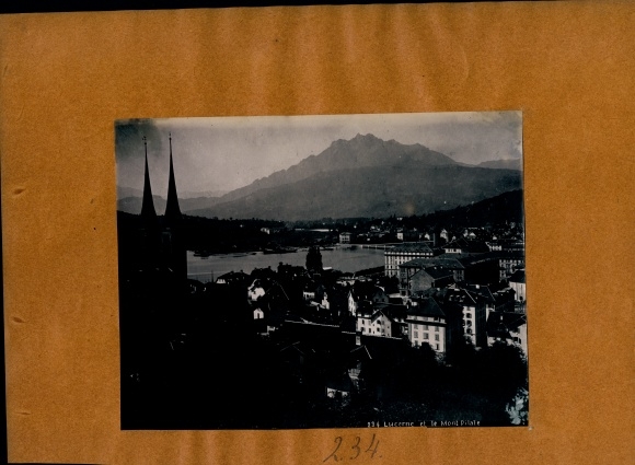 Photo circa 1890, Lucerne City Switzerland, Cityscape, Mont Pilate