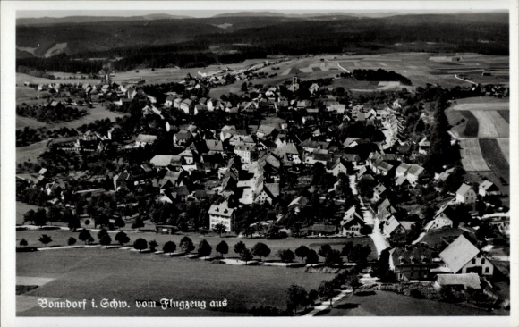 Postcard Bonndorf in the Black Forest, aerial photograph