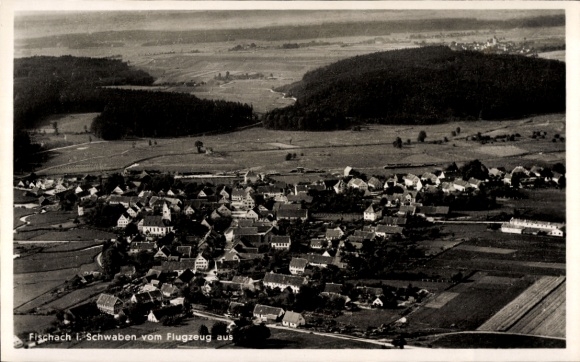 Postcard Fischach in Swabia, aerial photograph