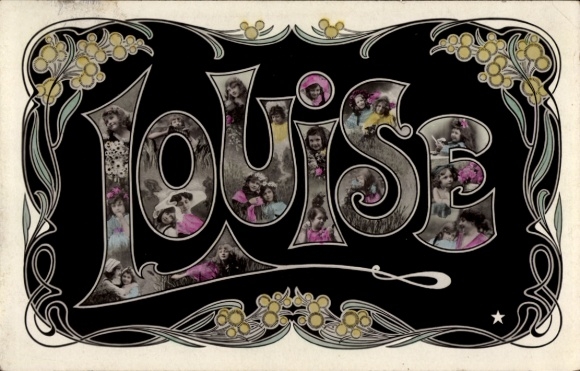 Letters Postcard First Name Louise, Girl Portraits