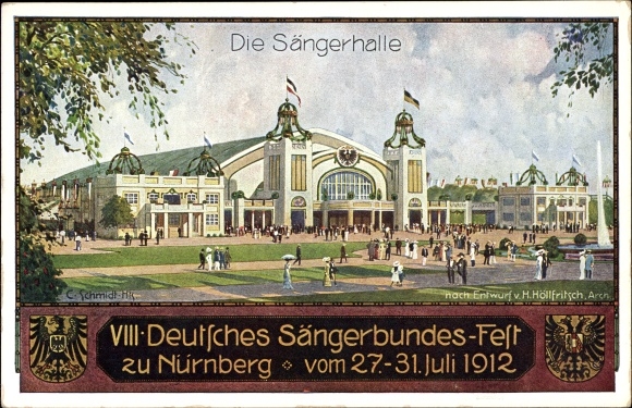 Passepartout PC Nuremberg in Middle Franconia Bavaria, 8th German Singers&#39; Association Festival 1912, Singers&#39; Hall