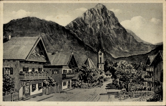 Postcard Piding in Berchtesgadener Land Upper Bavaria, partial view