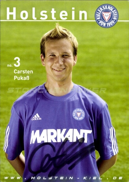 Autograph card footballer Carsten Pukaß, Holstein Kiel, autograph