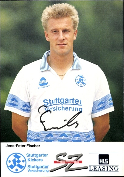 Autograph card footballer Jens-Peter Fischer, Stuttgarter Kickers, autograph