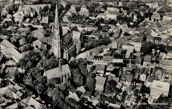Postcard Kevelaer on the Lower Rhine, aerial photograph, basilica
