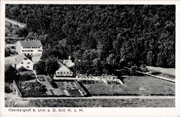 Postcard Oberberghof Ulm on the Danube, aerial photograph