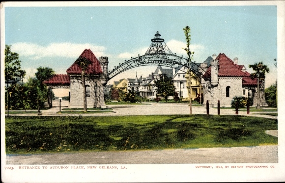 Ak New Orleans Louisiana USA, Eingang zum Audubon Place