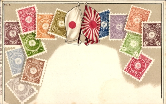 Briefmarken Ak Japan, Flagge