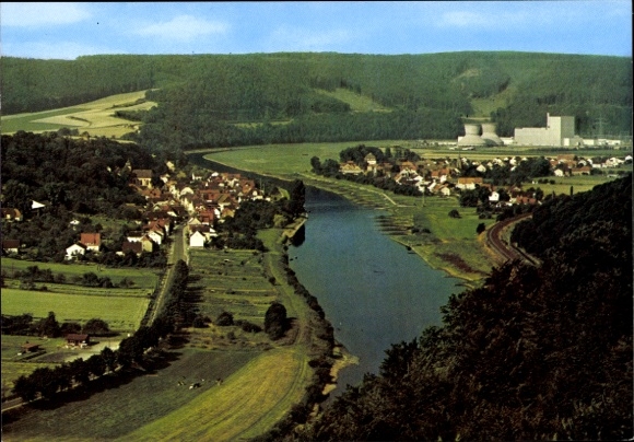 Postcard Herstelle Beverungen an der Weser, Würgassen, total view, power plant