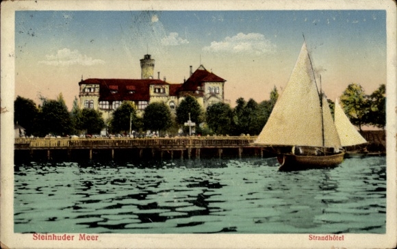 PC Steinhude Wunstorf in Lower Saxony, Wilhelmstein in the Steinhuder Meer, picture of the beach hotel...