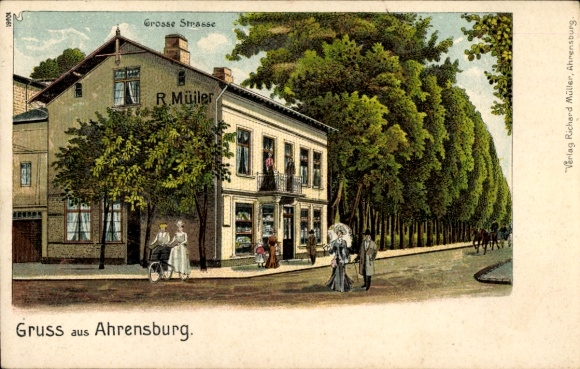 Chromo-Litho Ahrensburg in Holstein, shop R. Müller on the Große Straße