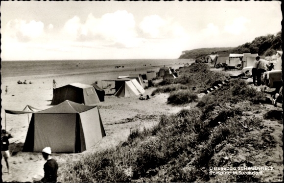 Ak Surendorf Schwedeneck in Sleeswijk-Holstein, kamperen op het strand