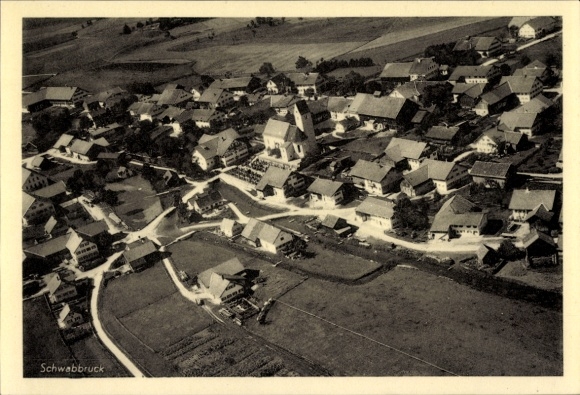 Postcard Schwabbruck in Upper Bavaria, aerial photograph