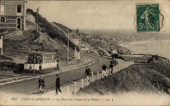 Ak Sainte Adresse Seine Maritime, Route des Phares et le Havre