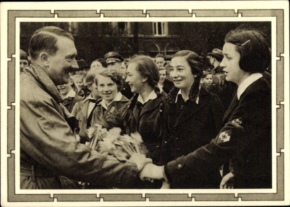 Ganzsachen Ak Führer und Reichskanzler Adolf Hitler, Gratulanten, BDM