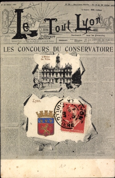 Newspaper PC Lyon Rhône, town hall, coat of arms