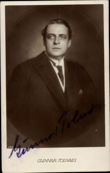 Postcard actor Gunnar Tolnaes, portrait, autograph