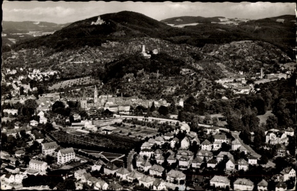 Postcard Weinheim an der Bergstraße Baden, aerial view of Weinheim, castle ruins Wreck, Wacherburg