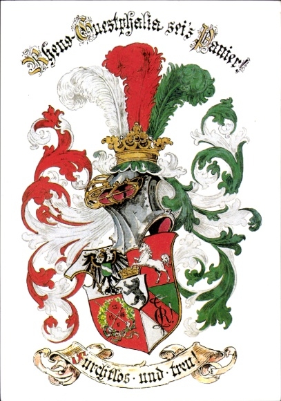 Studentika Postcard Berlin, Corps Rheno Guestphalia, coat of arms
