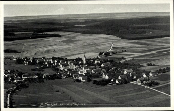 Postcard Stafflangen Biberach an der Riß Upper Swabia Württemberg, aerial photograph