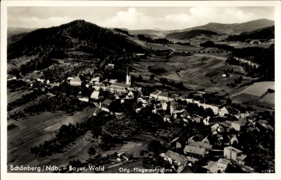 Postcard Schönberg in the Bavarian Forest, aerial photograph