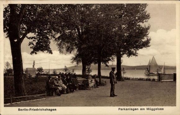 Ak Berlin Köpenick Friedrichshagen, Parkanlagen am Müggelsee