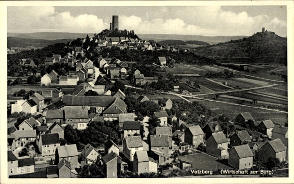 Postcard Vetzberg Biebertal in Hesse, view of the village Burg above, many houses