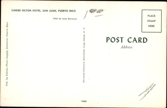 Postcard San Juan Puerto Rico, Caribe Hilton, Exterior