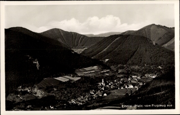 Postcard Rinnthal an der Weinstraße, aerial photograph