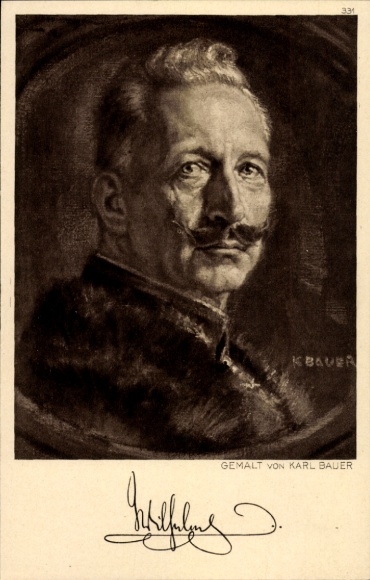 Artist Postcard Bauer, Karl, Kaiser Wilhelm II., Portrait, East Prussian Aid 1914/15