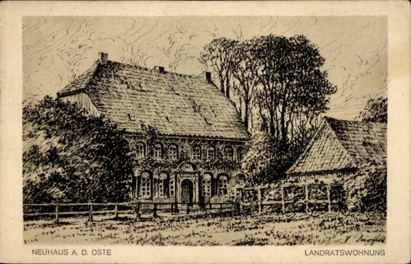 Künstler Ak Neuhaus an der Oste, Landratswohnung