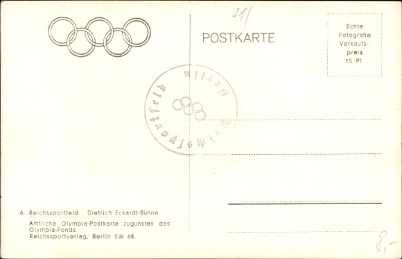 PC Olympic Games Berlin 1936, Reichssportfeld, Dietrich-Eckardt stage, grandstand