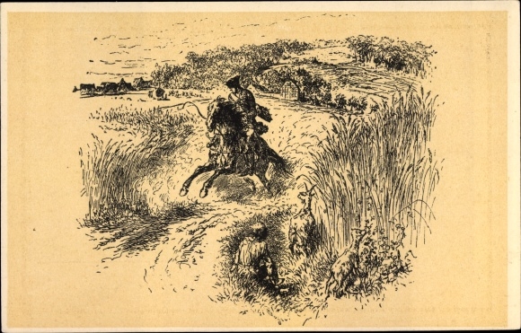 Künstler Ak Menzel, Adolph von, Der Depeschenreiter