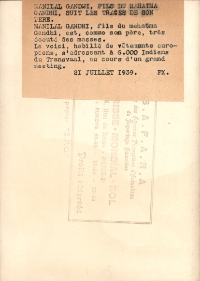 Photo India, Manilal Ghandi giving a speech, July 21, 1939, Land & Trading Bill