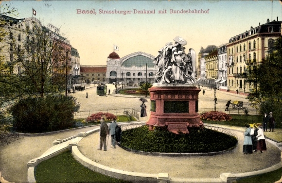 KP Basel City Szwajcaria, Strasburg Pomnik z Federalnym Dworcem Kolejowym