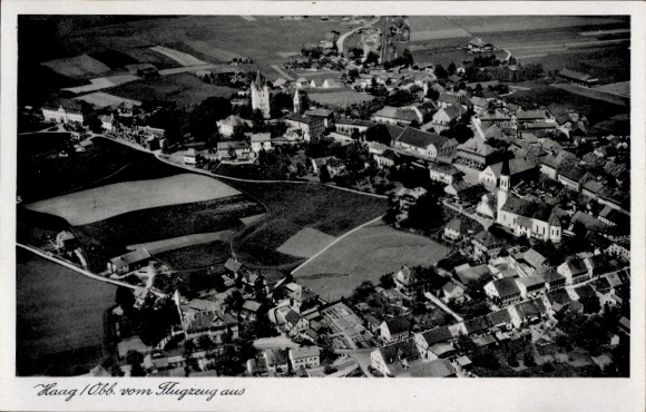 Postcard Haag in Upper Bavaria, aerial photograph