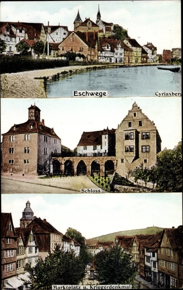 KP Eschwege an der Werra Hesse, zamek, rynek i pomnik wojenny, Cyriaxberg