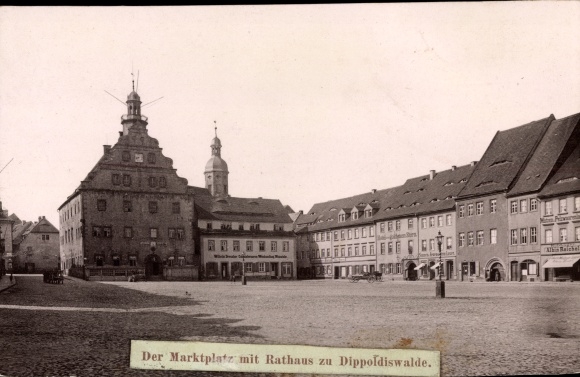 Photo Dippoldiswalde in the Ore Mountains, market square, town hall
