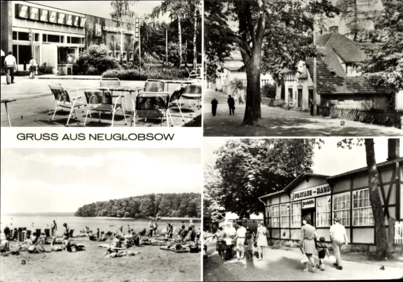 Postcard Neuglobsow Stechlin Brandenburg, GREETINGS FROM NEUGLOBSOW, Recreation Center, Dorfstraße, Stechl...