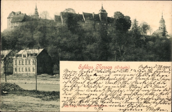 Postcard Nossen in Saxony, Castle Burg, landscape, architecture