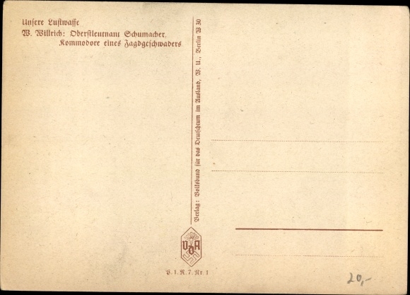 Artist PC Willrich, Wolfgang, Lieutenant Colonel Carl Alfred Schumacher, VDA P 1 R 7 No. 1